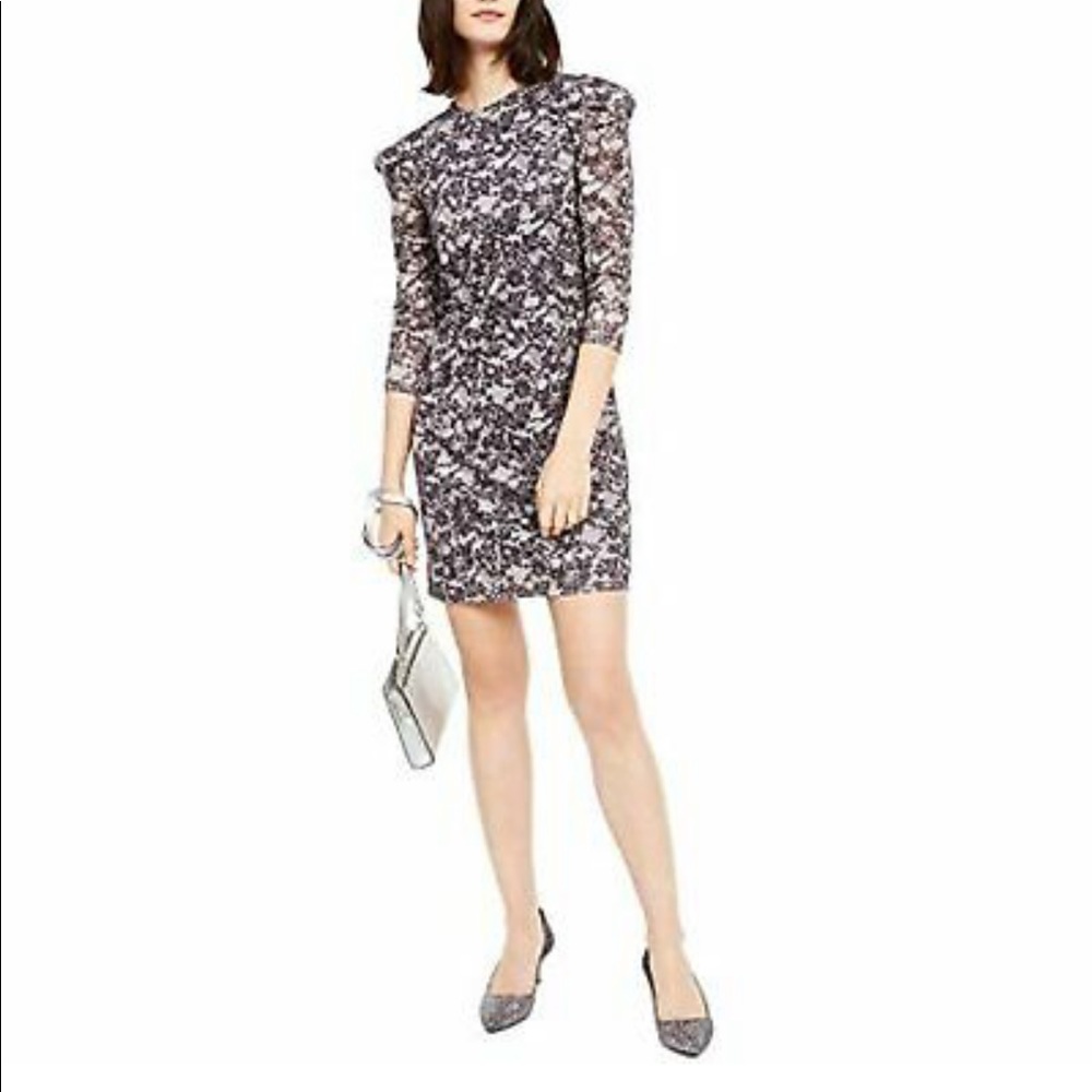 Micheal Kors Lace Print Sparkle Sheath Dress - XS
